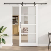 vidaXL Drsna vrata  z opremo Bela 93x211 cm Masivni bor