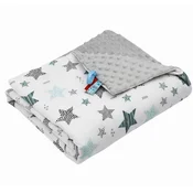 shumee Odeja Minky 75x100 (pepelnato-rjava + mint zvezdice)