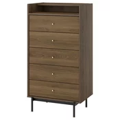 RADMANSÖ Komoda s 5 fioka, smeda im. orahovine, 70x48x132 cm