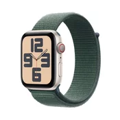 Apple Watch SE: GPS + Cellular, 44mm, ohišje iz aluminija v zvezdnati barvi, pašček Sport Loop v barvi zelenega jezera oblaka