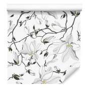 Tapeta z belimi magnolijami za dnevno sobo in spalnico 50x1000 cm