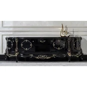 Casa Padrino luxury baroque TV cabinet black/gold - Magnificent solid wood sideboard with 4 doors and drawer - Living room furniture in baroque style - Baroque furniture - Noble & Magnificent
