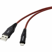 Toolcraft USB 2.0 kabel za povezivanje [1x USB 2.0 utikač A - 1x grom] 1,00 m, crno-crveni