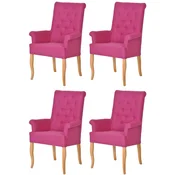 Casa Padrino Chesterfield Neo Baroque dining room chair set of 4 pink/natural - Kitchen chairs with armrests - Dining room furniture - Chesterfield furniture - Neo baroque furniture