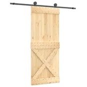 Vidaxl Drsna vrata Naravna in črna 85 x 210 cm Masiven borov les