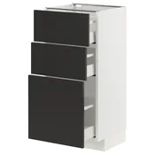 METOD / MAXIMERA Podni element s 3 fioke, bela/Nickebo boja antracita, mat, 40x37 cm
