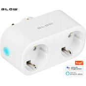 BLOW dvojna pametna WiFi električna vtičnica, 3600W, 16A, aplikacija, Android + iOS, bela