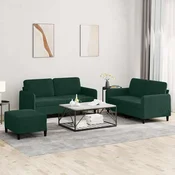 3-dijelni set sofa tamnozeleni baršunasti