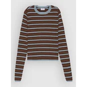 RVCA Bambi Stripe ženska majica z dolgimi rokavi chocolate