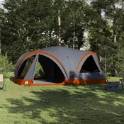 vidaXL vidaXL Družinski šotor s streho Siva in oranžna 460 x 430 x 214 cm, (5000091117)