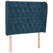 Vidaxl Vzglavje z ušesi temno modra 93x23x118/128 cm žamet
