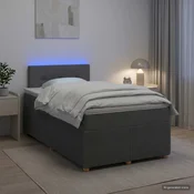 vidaXL Postelja boxspring z vzmetnico Temno siva 120 x 200 cm Blago