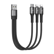 Joyroom USB kabel Joyroom S-01530G10 3v1 USB-C/2x Lightning 3.5A 0.15m (črn), (20627380)