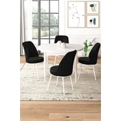 Hanah Home Set Trpezarijski sto i 4 stolice, Crno-beli