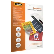 Fellowes A4 samoljepljiva folija za laminiranje, sjajna, 80 mikrona, 25 listova, 5601703