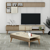 HANAH HOME Set za dnevnu sobu Milan Walnut Travertine