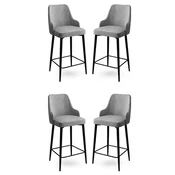 Hanah Home Set barskih stolica Enox, 4 komada, Sivo-crni