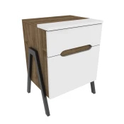HANAH HOME Neva valnut Nocni stocic, 45x38x63.5cm, Braon-beli
