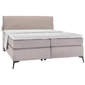 Hom`in POSTELJA BOXSPRING 200 cm x 200 cm , tekstil svetlo siva, bež