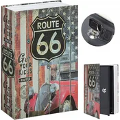 Korbi Kovinski sef v obliki knjige ROUTE 66, zaklep na ključ