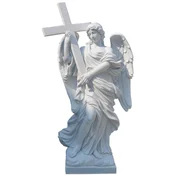Casa Padrino Luxury Art Nouveau Marble Deco Sculpture Angel White H. 160 cm - Magnificent Garden Marble Deco Figure - Baroque & Art Nouveau Garden Marble Deco Sculptures - Noble & Magnificent