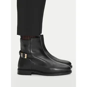 Škornji Tommy Hilfiger Th Buckle Leather Ankle Boot FW0FW09486 Črna