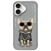 slomart Etui Nimmy Glasses Cool Dog za iPhone 16 - sivo