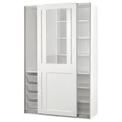PAX / GRIMO Kombinacija garderobera, bela/bistro staklo bela, 150x66x236 cm