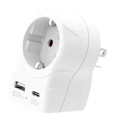 SKROSS putni punjac USB+Type-C uticnica 250V/2.5A, uzemljen, BIJELI 1.500284-E