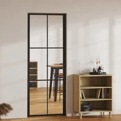 Greatstore Notranja vrata ESG steklo in aluminij 76x201,5 cm črna