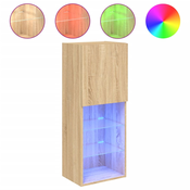 MAISON CHIC TV omarica - TV stojalo - Televizijska omarica z LED lučmi sonoma hrast 40,5x30x102 cm, (21700460)