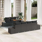 vidaXL vidaXL vrtni kavč set Set 8 Črno in rjavo Opremljen jeklen okvir, PE ratan, (22065092)