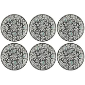 Casa Padrino luxury ceramic plates set of 6 black/multicolored A� 40 cm - Handmade & hand painted dinner plates with floral design - Hotel & restaurant accessories - Made in Italy