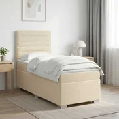 vidaXL Postelja boxspring z vzmetnico Krem 80 x 200 cm Blago