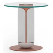 Casa Padrino luxury side table white/copper A� 40 x H. 40 cm - Round table with glass top - Living room furniture - Hotel furniture - Luxury furniture