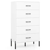 COSTWAY Komoda s 5 predali in kovinskimi nogami Knjižna omara za dnevno sobo, (5000357492)