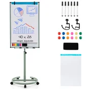 Costway Magnetna bela tabla na kolesih z nastavljivo višino 100x65 cm zelena