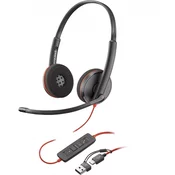 Poly Blackwire 3220 Stereo USB-C Black Headset +USB-C/A Adapter (Bulk) 8X2J9A6