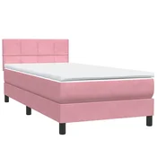 vidaXL vidaXL Box spring postelja z vzmetnico roza 80x220 cm žamet, (21791043)