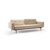 Kavč SPLITBACK SOFA BED z rokonasloni in temno stileto lesenimi nogicami-Temno siva