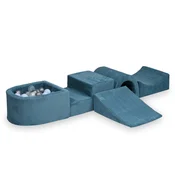 shumee Penasto igrišče z mostom Corduroy Blue 100 žogic: prozorna, srebrna, svetlo modra, biserna, opalescentna