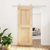 vidaXL Drsna vrata Naravna in bela 80 x 210 cm Masiven borov les