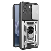 GS Oklepni ovitek za Motorola Moto G77 / G67, CamShield Slide, srebrn