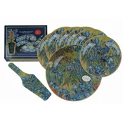 Carmani, krožnik za torto z lopatico + 6 desertnih krožnikov - VAN Gogh/Irises