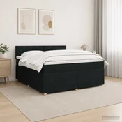 vidaXL Postelja boxspring z vzmetnico Črna 160 x 200 cm Blago