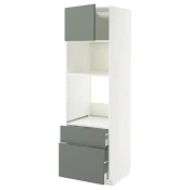 METOD / MAXIMERA Vis.el.pecn./mikrotal. s vrat/2fiok, bela/Nickebo mat sivozelena, 60x60x200 cm