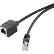 renkforce RJ45 omrežni podaljševalni kabel CAT 5e F/UTP 1 m črne barve z zaščito zapaha, s pozlačenimi vtičnimi kontakti renkforce