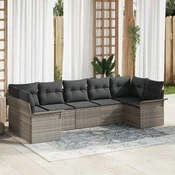 Sjedeća garnitura za vrt 7 kom. Svijetlo siva poliratan Svjetlosiva 289 x 132,5 x 85 cm