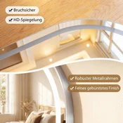 Costway Kopalniško ogledalo 50x80 cm ovalno LED brez meglice srebrno