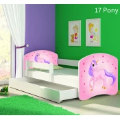 Dječji krevet ACMA s motivom, bočna bijela + ladica 180x80 cm 17-pony